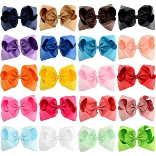 20pcs/lot 8 Inch Large Kids hairbows Girl Grosgrain Ribbon Bow Clips Headdress Children Hair Accessories