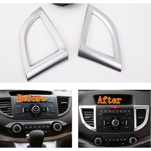 BBQ@FUKA 2pcs Auto Air Condition Vent Outlet Cover Trim ABS Frame Decoration Fit For Honda CRV CR-V 2012 2013 2014 Car Styling