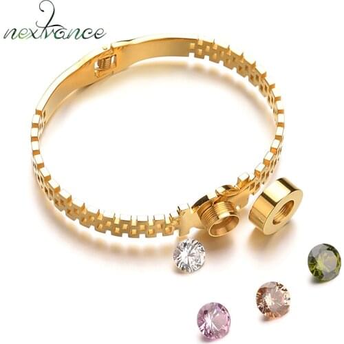 Nextvance Interchangeable Cubic Zirconia Bangles Three Tones Open Cuff Bracelets Bangles For Anniversary Gift Pulseira Feminina