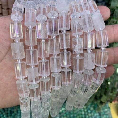 Column shape white rock quartz stone beads natural gemstone beads DIY loose beads for jewelry making strand 15" wholesale