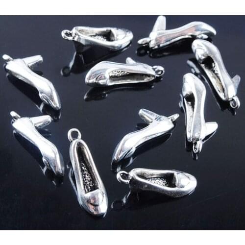 WOJIAER 10pcs/lot 22x6mm Beads Metal High Heels Micro Pave Spacer Beads for Jewelry DIY Bracelet Making Accessories PH242