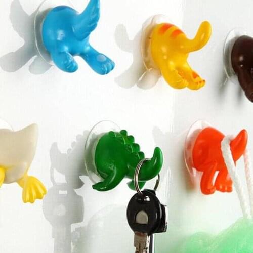 Decorative Hooks Storage Hook for Bathroom Kitchen Suction Cup Animal Tail Shape Key Clothes Holder