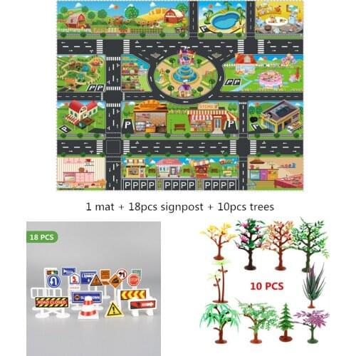 Kids City Road Traffic Signs map Baby Play Mat With Transportation Roadblock Children Educational Toys For Boys Girls Gift