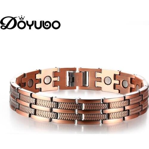 DOYUBO European 316L Stainless Steel Rose Gold Bangles With Magnet For Male Punk Style Men Bangles Fashion Fine Jewelry DD064