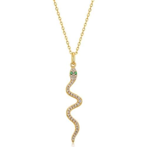 JrSr New 100% 925 Sterling Silver Python Gold Plated Zircon Pendants Necklaces 2020 Woman Fashion DIY Jewelry Christmas Gift hot