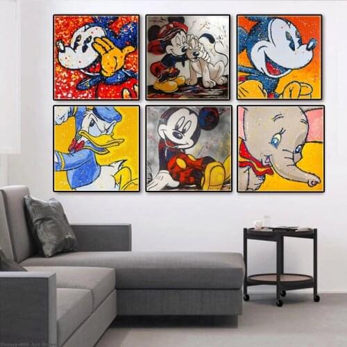 Disney Mickey Mouse Donald Duck Anime Canvas Painting Graffiti Pop Art Poster Print On Wall Picture For Living Room Home Decor