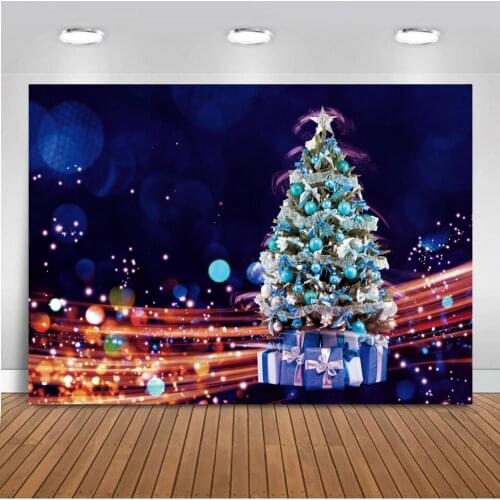 Laeacco Fantasy Christmas Tree Gifts Backdrop Light Bokeh Polka Dots Party Decor Portrait Shoot Photozone Photography Background