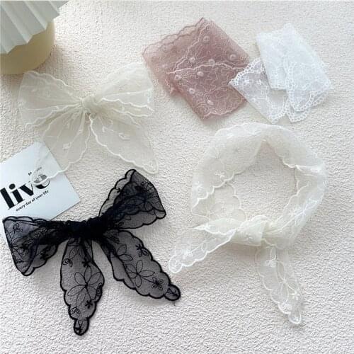 Summer Triangular Floral Print Scarf Lace Headband Neck Kerchief Scarves & Wraps Korean Style Neckerchief Small Silk Scarves