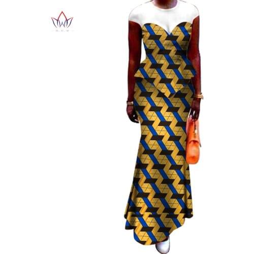 2021 Hot Sale African Bazin Dresses Designs Dashiki Plus Size Women Africa Long Dress Party Dresses Women Set Clothing BRW WY460