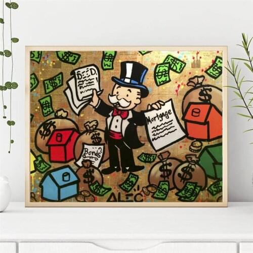Alecor Monopolies Cute Street Graffiti Art Canvas Poster Painting Wall Picture Print Home Bedroom Decoration Accessories Artwork