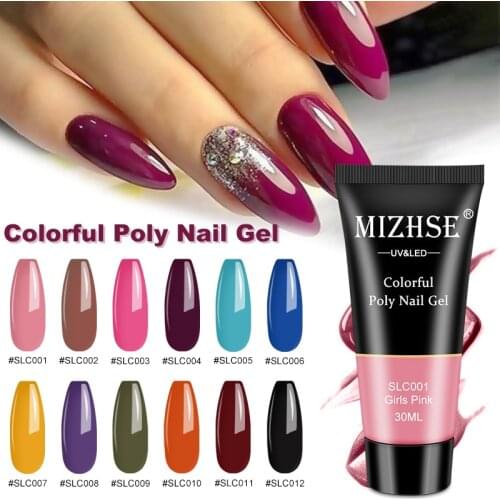 MIZHSE Poly Nail Gel Set Poly Nail Gel Finger Extension Green Pink Black Poly-gel Semi Permanent Nail Gel Hard Gel Nail Polish