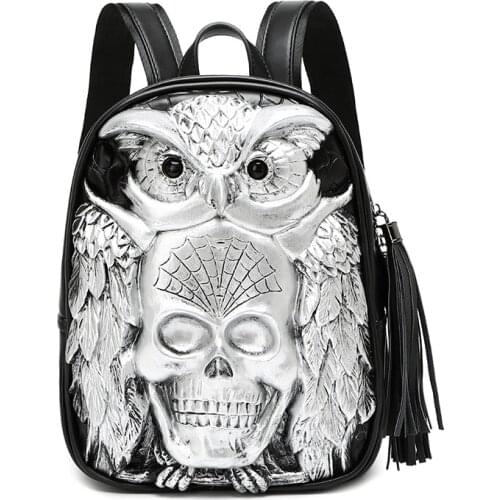 Fashion 3D Men Women Thicken Leather School Backpack Girl Boy Small Schoolbag Mochila Feminina Black Backpacks Sac A Dos Bagpack