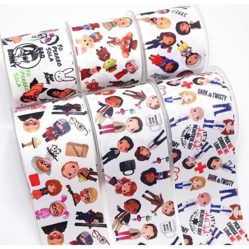Cartoon Grosgrain/Satin Ribbon Cartoons Printed Ribbon For Crafts Decoration Bow 10Yards 46469