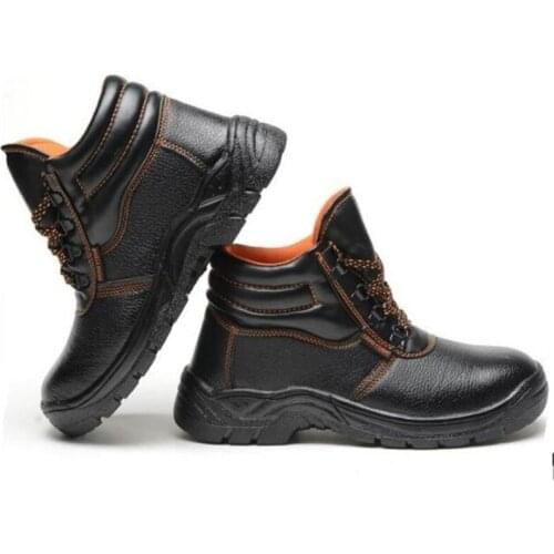 Black Leather Safety boots Men Work Boots Mens Breathable Outdoor Shoes Men Spring Autumn Anti-slip Puncture Proof Safety Shoes