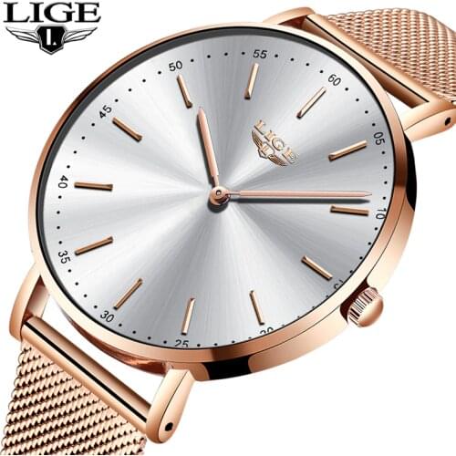 2020 New Rose Gold White Women Watch Casual Quartz Watches Ladies LIGE Top Brand Female Wrist Watch Girl Clock Relogio Feminin