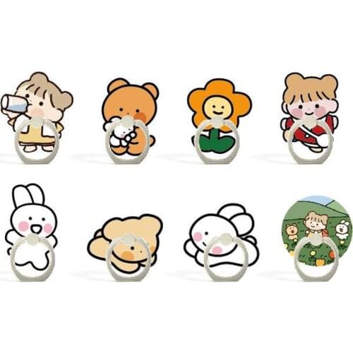 New Arrival 1 Piece High Quality ABS Universal Mobile Phone Holder Ring Cute Cartoon Bear Rabbit Girl Flower Phone Finger Ring