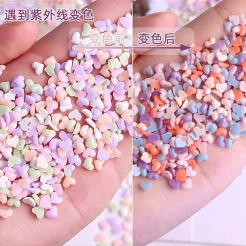 New Resin Flat Back Color Changing Little Heart Shape 4.5x5MM Nail Art Rhinestones For DIY Manicure Decoration Accessories