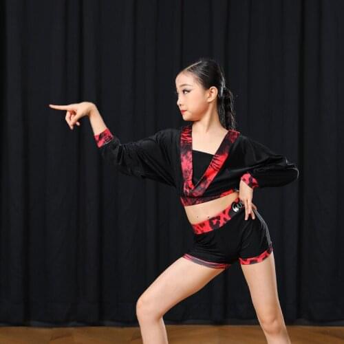 Latin Dance Wear Girls Crop Tops Suit Designer Clothing Salsa Dance Costume Tap Dancing Wear American Clothing Girls Ropa JL1305