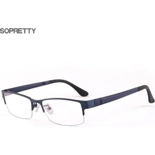 Business Male Prescription Glasses Frames ,Titanium Alloy + TR Semi Frame Myopia, Hyperopia, Presbyopia Optical Eyewear Frames