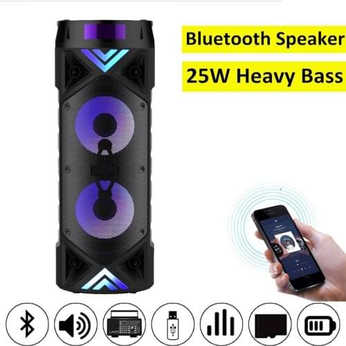 Portable Bluetooth Wireless Speaker 25W HiFi Heavy Bass MP3 Music Player Boombox Waterproof USB TF FM Radio Speaker Subwoofer
