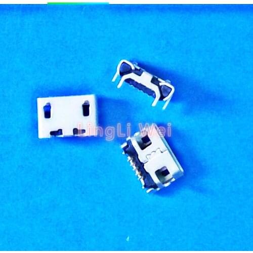 10Pcs Micro USB 5pin No Side Ox horn Female Usb Socket Flat Mouth Four Legs Socket Mini Usb Connector Free shipping