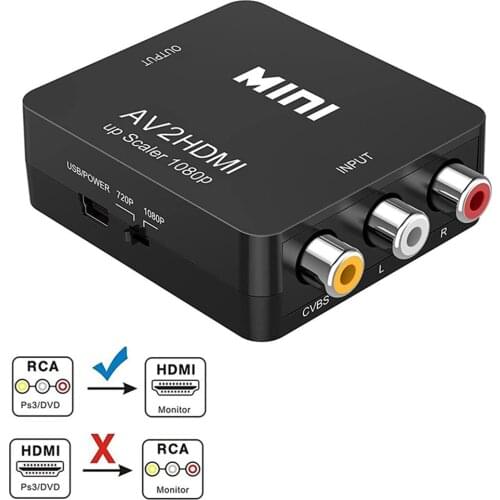 RCA AV to HDMI-Compatible Converter AV/CVSB L/R Video Box HD 1080P 60Hz AV 2 Hdmi Support NTSC PAL Output For Monitor Display