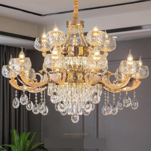 Luxurious Led crystal chandelier candelabra zinc alloy Chandelier Lighting Villa Grand Chandeliers Hotel Chandelier Stair lamp