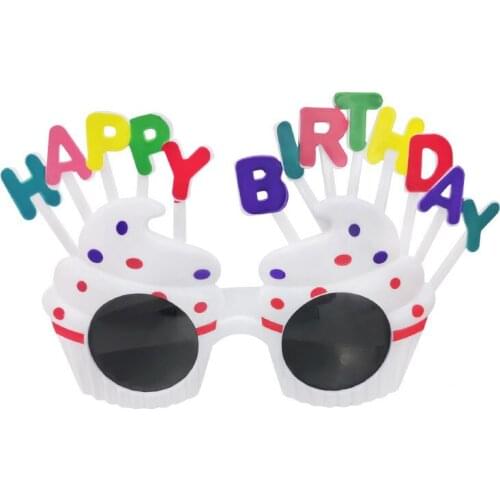 Happy Birthday Sunglasses Photo Props Funny Sunglass Sweet Cream Cake Glasses Costume Funny Novelty for Birthday Party Favors