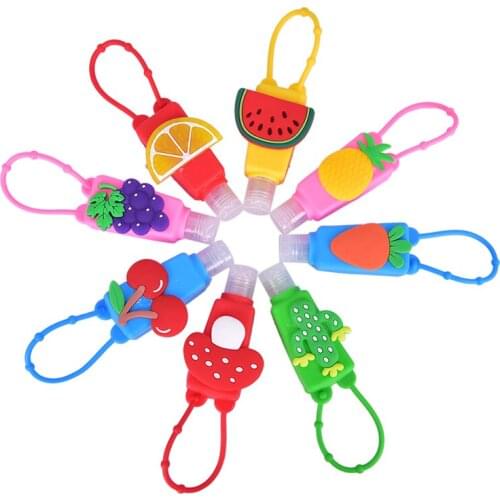 1PCS Cute Fruit Pattern 30ml Mini Hand Sanitizer Split Bottles Portable Detachable Cover Silicone Bath Shower Hand Gel Holder