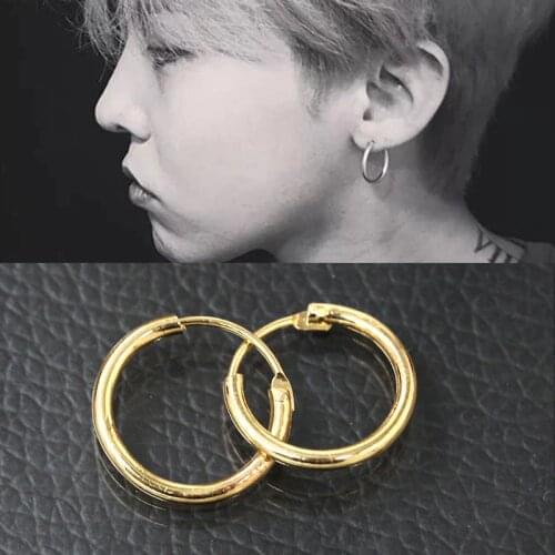 Kpop GD Luhan The Same Circle Ear Hoop Earring Male Couple Copper Material women Earrings Neutral Jewellery
