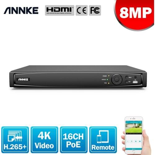 ANNKE 16CH 8MP POE NVR 4K Network Video Recorder NVR For POE IP Camera P2P Cloud Function Plug And Play