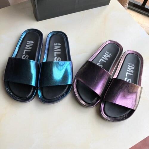 Melissa Women Beach Slippers 2019 Summer Flat Shoes Woman Slip On Slides Female Slip On Sandals Girls Outdoor Melissa Slipper