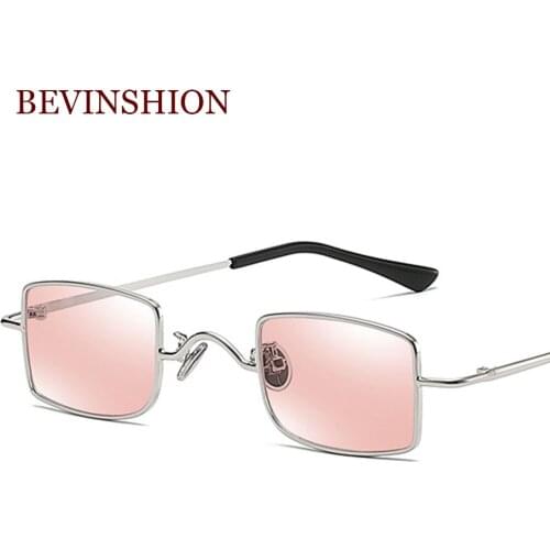 Rock&Roll Style Punk Square Sunglasses Women Men Vintage Small Frame Mini Cool Metal Retro Brand Sun Glasses Ladies Red Yellow