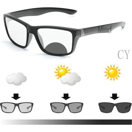 Sports Progressive Bifocal glasses Transition Sunglasses Photochromic Reading Glasses men Points for Reader Near Far sight FML