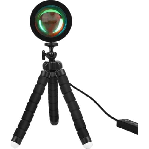 RGB Sunset Projection Atmosphere Lamp LED Night Lights,USB Projector 360° Photography Lamps Tripod for Home Room Studio
