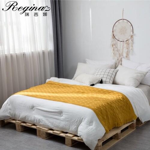 REGINA Nordic Style Knitted Bed Flag Runner Home Hotel Decorative Elegant Texture Tassel Sofa Cover Cozy Shawl Throw Blanket
