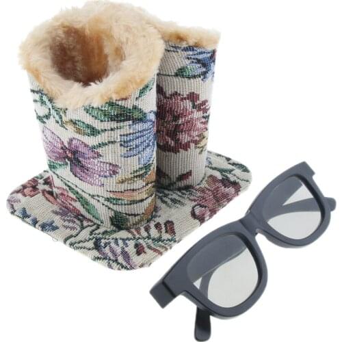 Plush Lining Upright Eyeglasses Holder Stand - Fit Two Glasses - Pen Holder