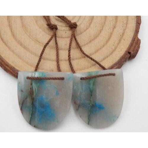 Jewelry accessories, Birthday gift,Natura Chrysocolla Stone Fashion Double Hole Earring Beads 19x21x5mm 7g
