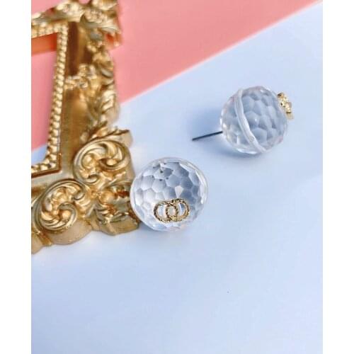 The United States jewelry geometric round ball alloy temperament Earrings temperament transparent ball fresh Earrings