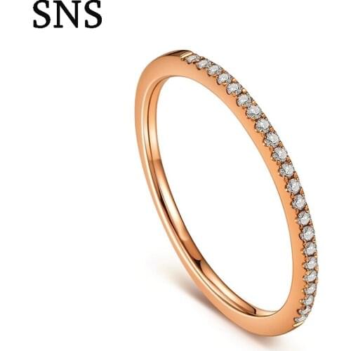 Half Eternity Ring Solid 14k Rose Gold 0.1CT Natural Diamond Women Engagement Wedding Band Trendy Fine Jewelry Gift