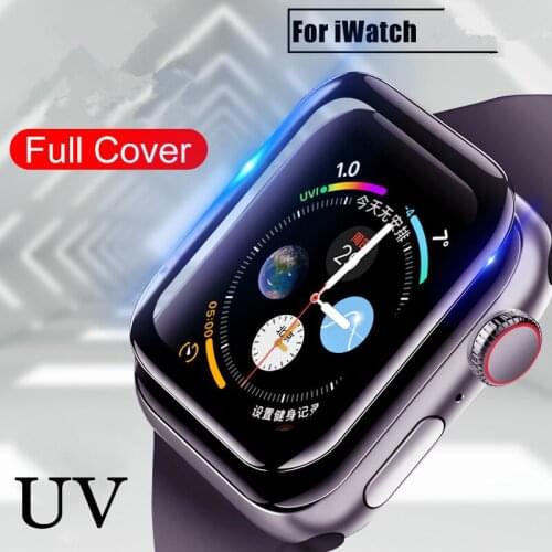 UV Glass Nano Liquid For Apple Watch 38mm 42mm 40mm 44mm Screen Protector For i Watch Series SE 6 5 4 3 full Glue Tempered Glass