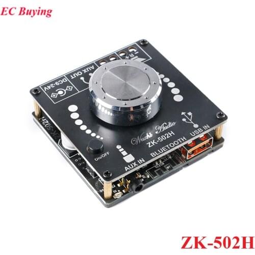 ZK-502H HIFI 2.0 50W+50W BLE 5.0 TPA3116D2 Digital Power Audio Amplifier Board Module Stereo Speaker 50WX2 AUX AMP APP