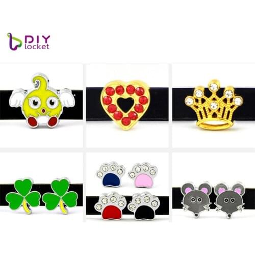 10pcs/lot Wholesale 8MM Mix Style Slide Charms Fit DIY Wristband Belt & Bracelet