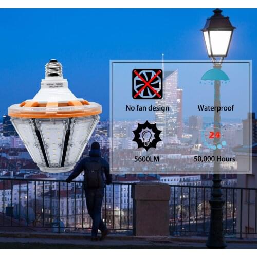 40W LED Corn Light Bulb Lamp Post 5600Lm 5000K Cool White E26 Base for Post Top Wall Lantern High Bay Warehouse Garage Canopy