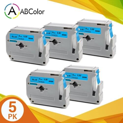 5PK 9mm Tape For Brother MK-521 mk521 M-K521 Label Tape Black on Blue Printer Ribbon For Brother P touch Label Maker PT-70 80