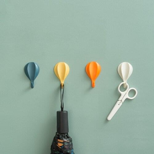 8pcs Hot Air Balloon Wall Hooks Clothes Towel Mask Hanger Self-adhesive Bathroom Kitchen Hook Keys Organizer Holder Home Decor