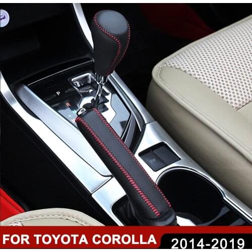 Interior Accessories for Toyota Corolla RAV4 2014-2019 Gear Shift Collars Handbrake Cover Leather Hand-Stitched Shift Knob Cover