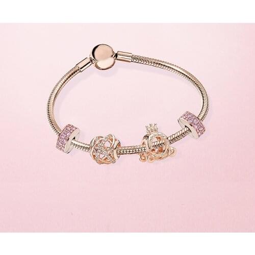 Kakany2020 New 925 Sterling Silver High Quality Galaxy Love ZT0409 Rose Gold Hollow Bracelet Female Set Couple Christmas Gift