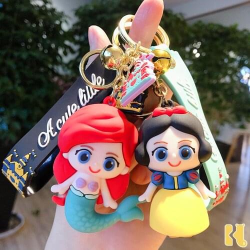 Disney Frozen Princess Series Keychain Mermaid Trend Cartoon Pendant Rubber PVC Keychain Creative Gift Christmas birthday Gifts