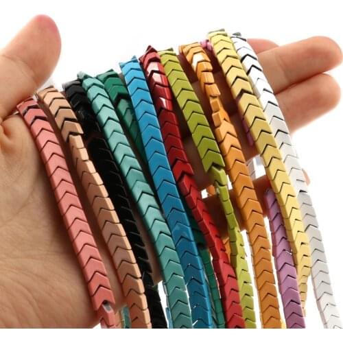 Grade B) Natural Hematite Beads V Shape Multicolor Loose Spacer Beads DIY Bracelet Jewelry 6mmx6mm,1Strand(Approx 90PCs/Strand)